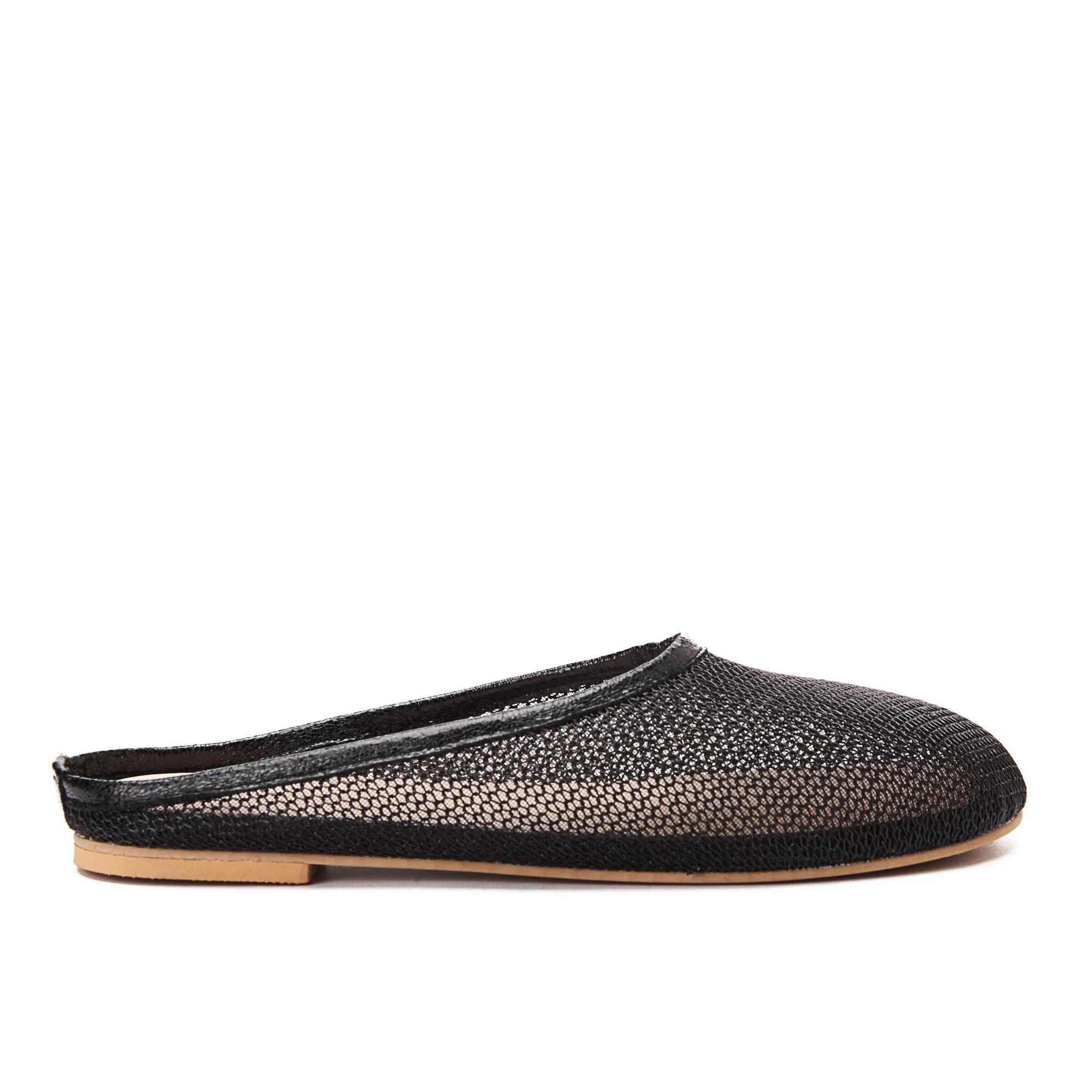Round Toe Women's Mesh Mule Slippers - Black