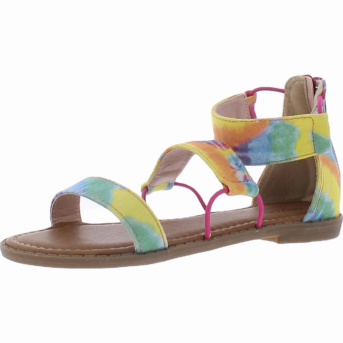 Spray Girls Tie Dye Ankle Strap Flat Sandals Style Driven Gym Essential