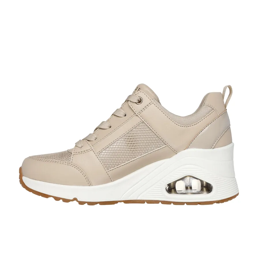 Microtextured Traction Surface Energy Lift Skechers sneakers da donna Uno Wedge Everything Nice 177526/NAT naturale