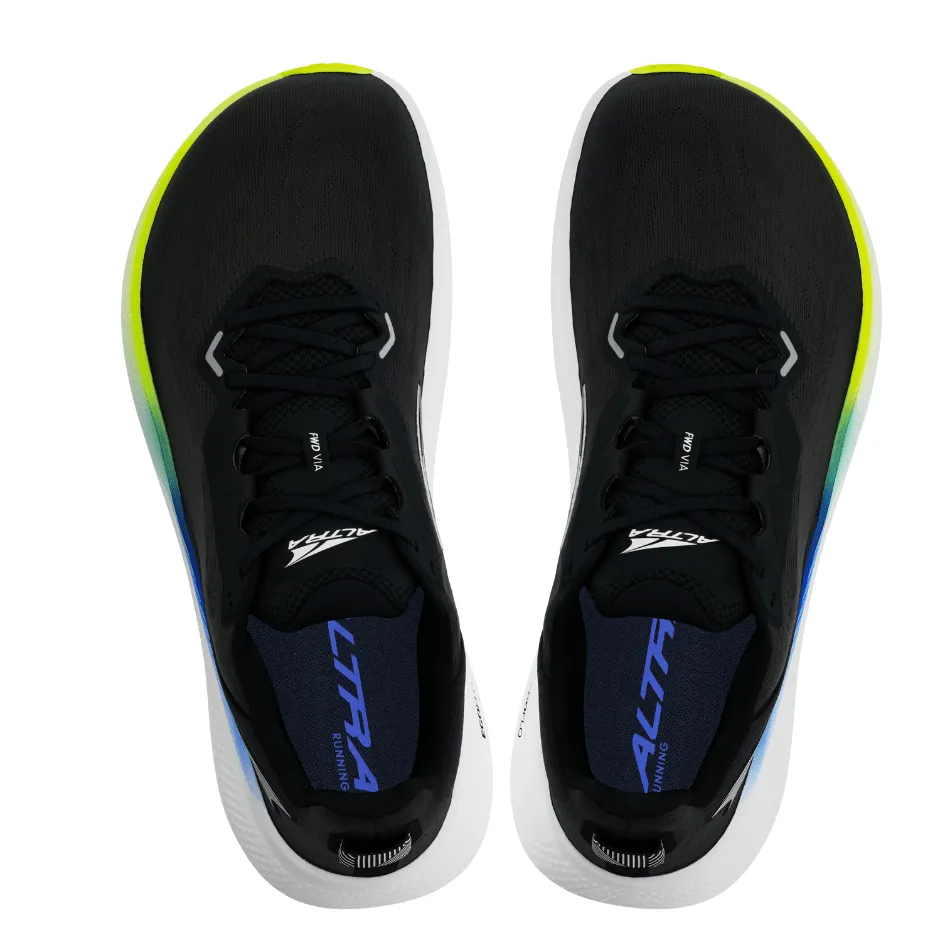 Altra Men's FWD Via Running Shoes in Black/Blue AW25 Airflow Channel Structure