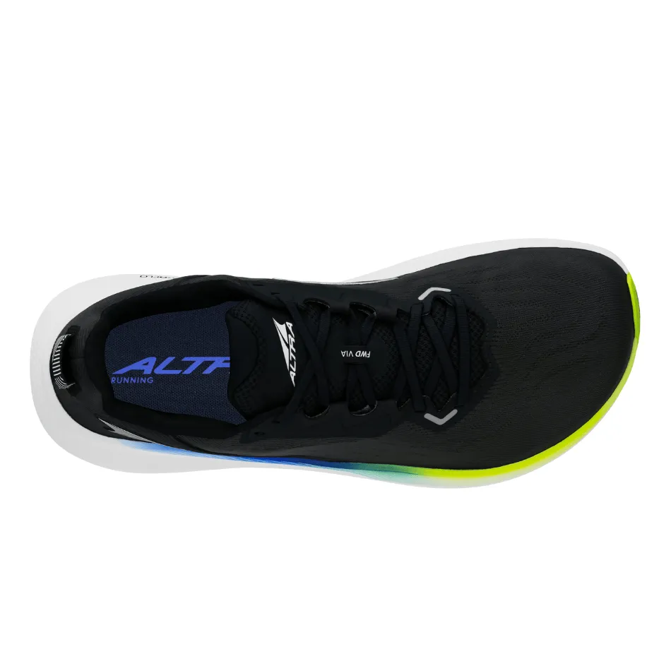 running in mountains Altra Men's FWD Via Running Shoes in Black/Blue AW25