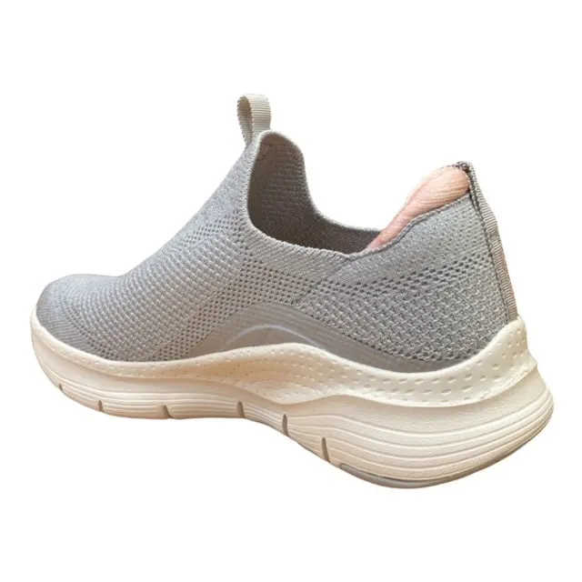 weekend runner shoes certified Skechers scarpa sneakers da donna Arch Fit Keep IT UP 149415/LGPK grigio chiaro-rosa