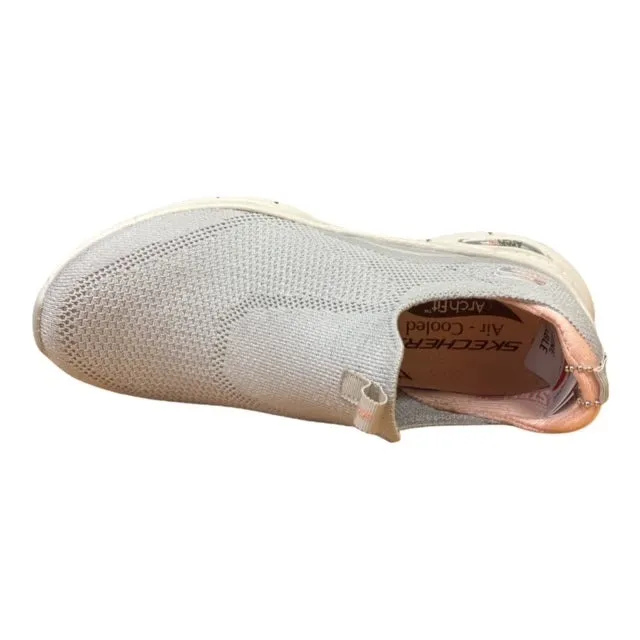 Skechers scarpa sneakers da donna Arch Fit Keep IT UP 149415/LGPK grigio chiaro-rosa padded heel shoes Molded Collar