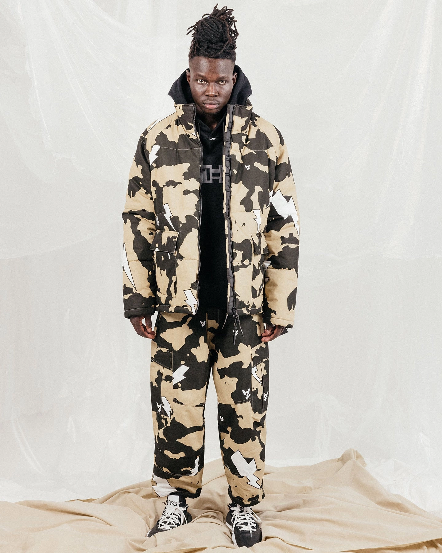 The Anti Order Sand Storm Puffer Jacket Sand Storm Camo Full Zip Closure Snag Free Zippers