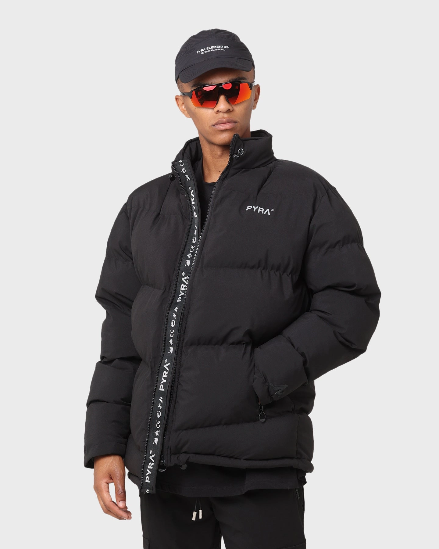 PYRA Padded Puffa Jacket Black Check Layered
