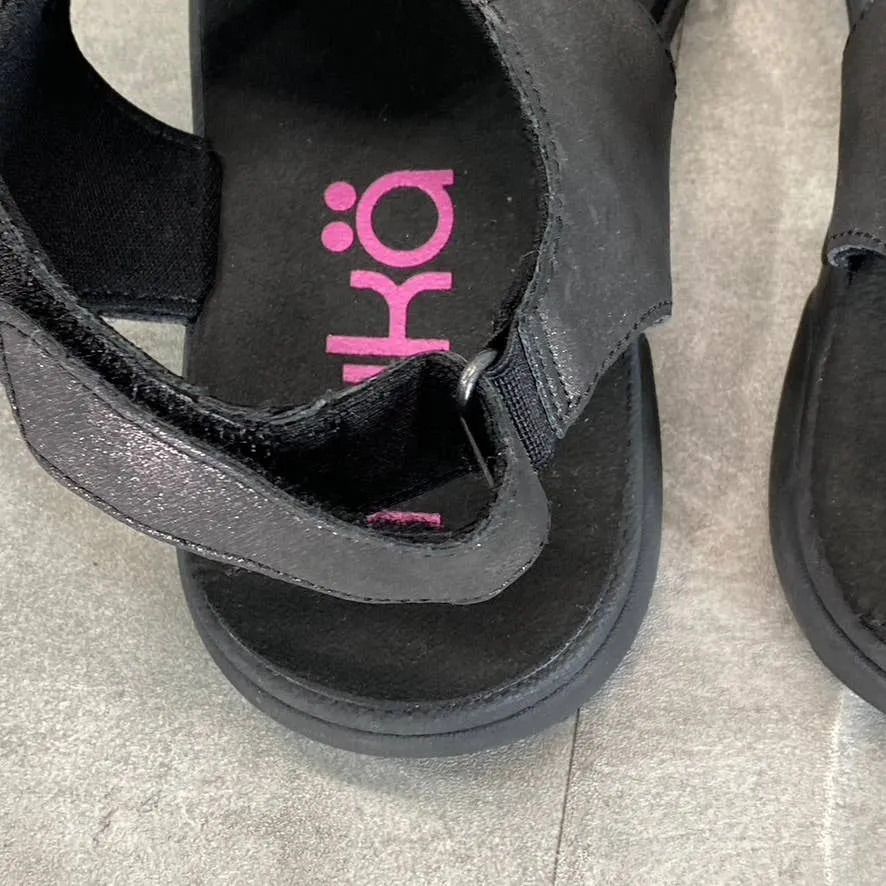 RYKA Women's Wide Black Margo Lightweight Ankle-Strap Thong Sandals SZ 7W