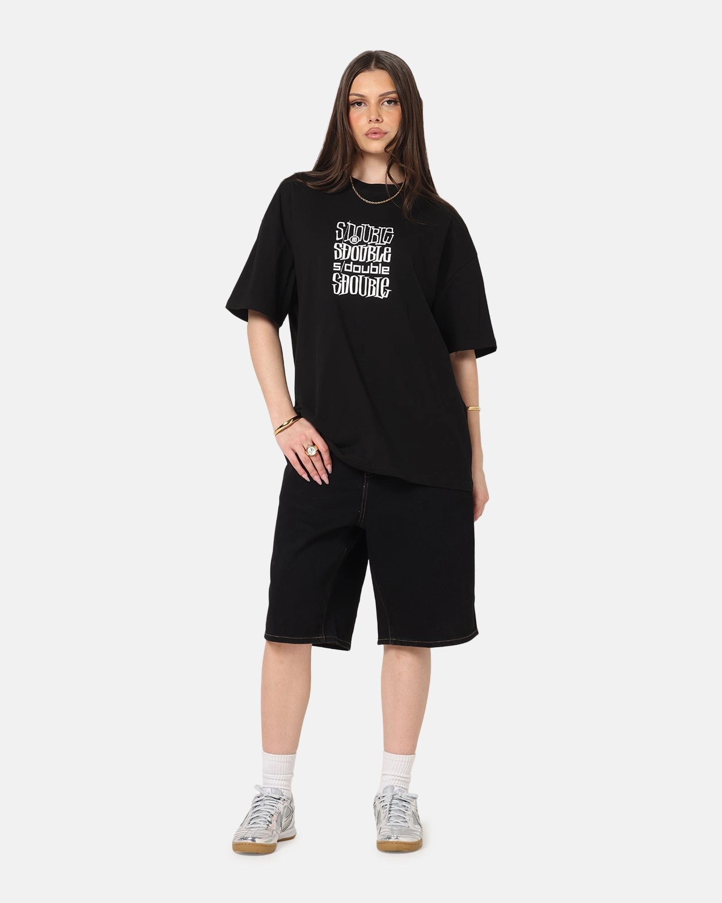Eco Friendly Dyeing S Double Denim Standard Shorts Black Rinse