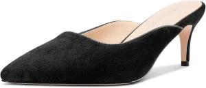 Saekcted Womens Heeled Mules Kitten Heel Pointed Toe Pumps Slip-on Mules Slingback Wedding Dress 2.6 Inches Heels