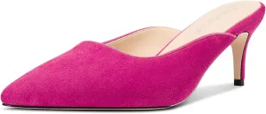 Saekcted Womens Heeled Mules Kitten Heel Pointed Toe Pumps Slip-on Mules Slingback Wedding Dress 2.6 Inches Heels