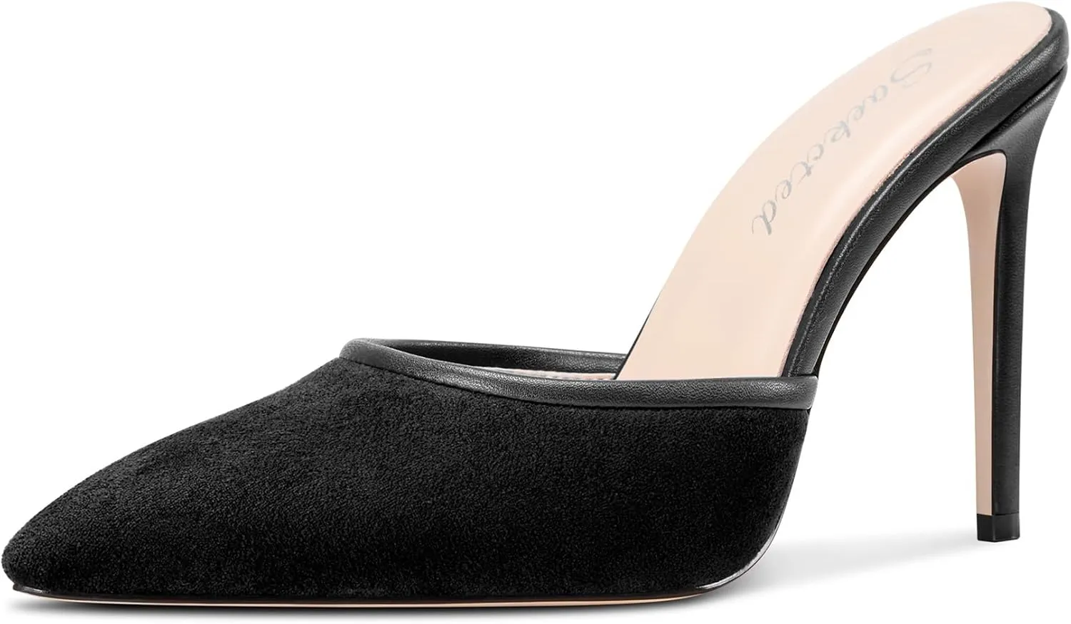 Saekcted Womens Heeled Mules Stiletto High Heel Sandals Pointed Toe Pumps Slip-on Slingback Casual Dress 3.9 Inches Heels