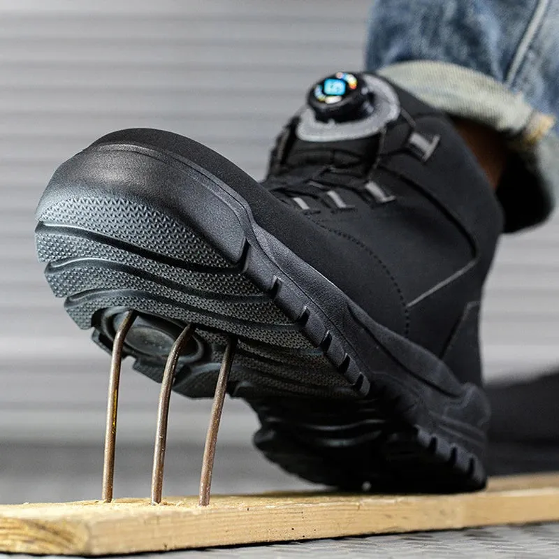 Safety Shoes Men Waterproof Work Boots Men Rotating Buttons