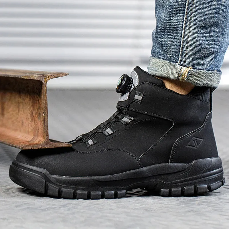 Safety Shoes Men Waterproof Work Boots Men Rotating Buttons