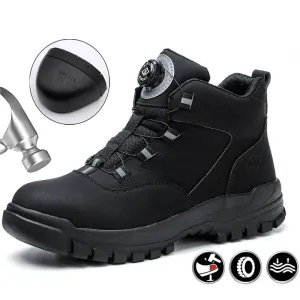 Safety Shoes Men Waterproof Work Boots Men Rotating Buttons