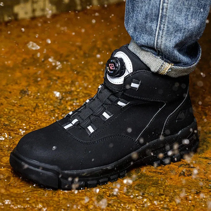 Safety Shoes Men Waterproof Work Boots Men Rotating Buttons