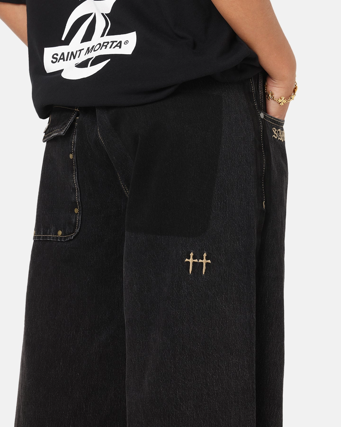 Saint Morta Amplus Rodeo Drive Recon Jeans Black Shadow TouchscreenCompatiblePockets Soft Performance