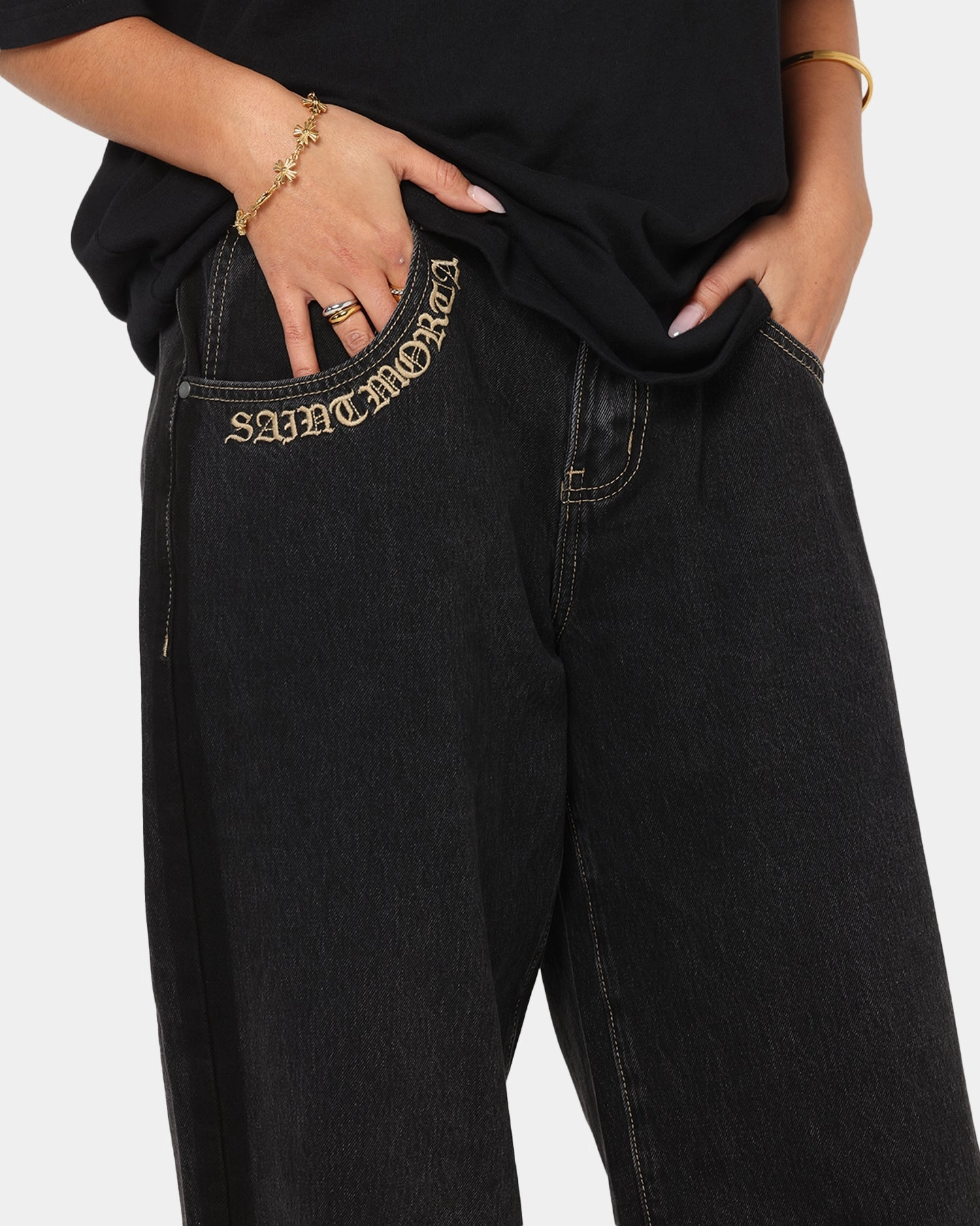 Saint Morta Amplus Rodeo Drive Recon Jeans Black Shadow UVProtectionCoating Fashionable Look