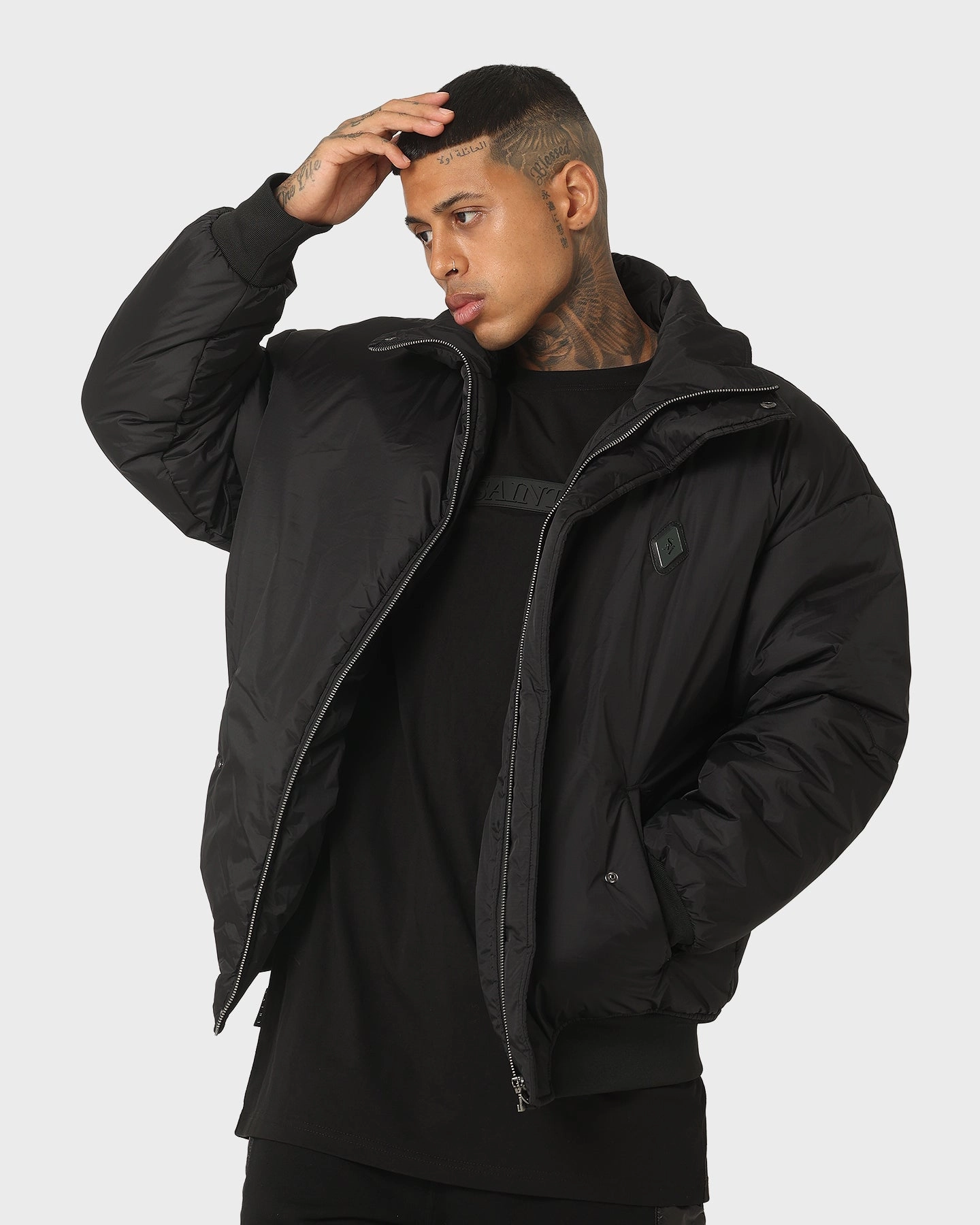 Fade Resistant Dye Zip Front Saint Morta Liberty Puffer Jacket Black