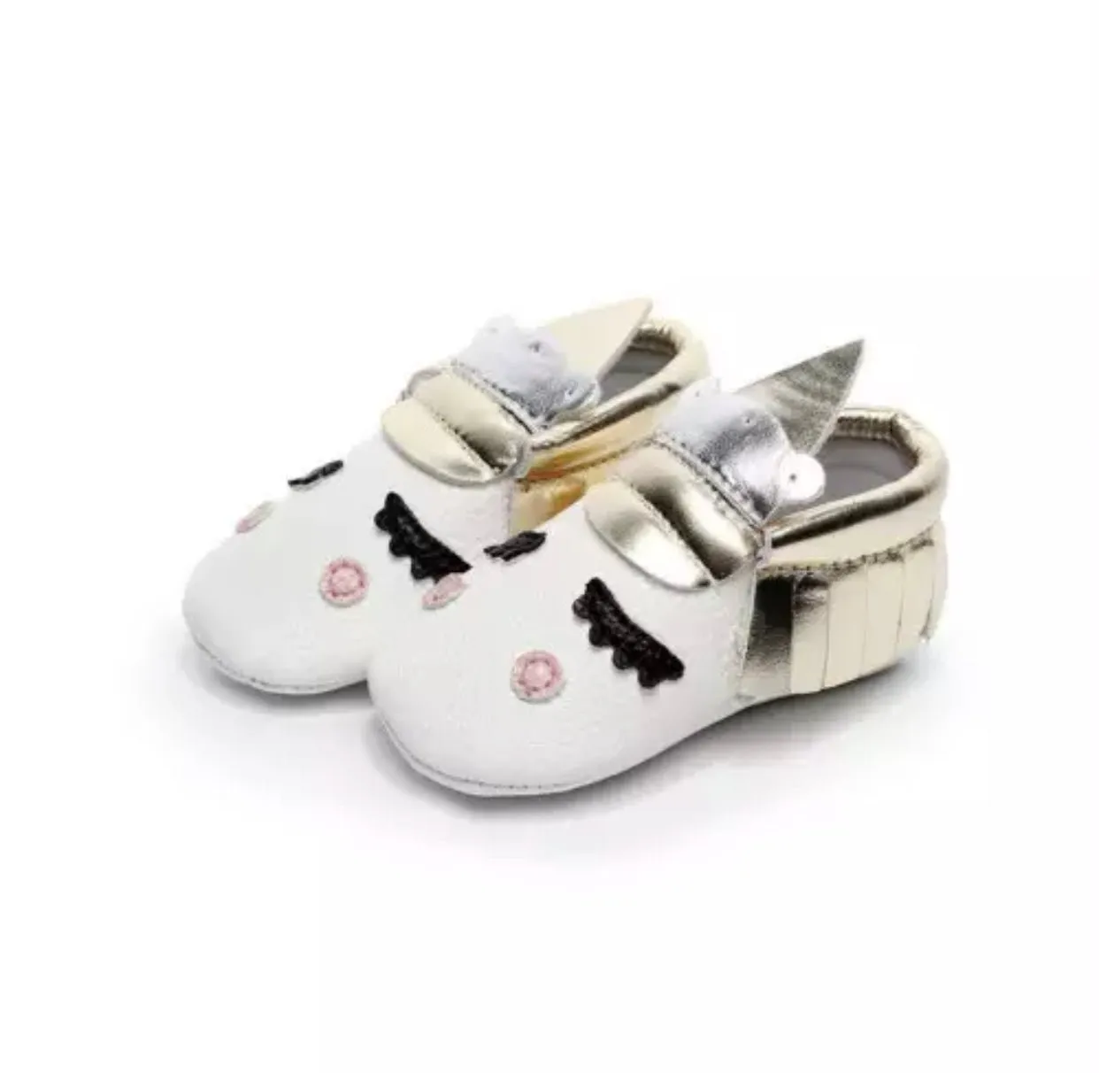 SALE Unicorn Gold Leather Moccasins