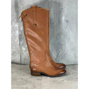 SAM EDELMAN Women's Whiskey Leather Penny Round-Toe Block-Heel Riding Boot SZ4.5