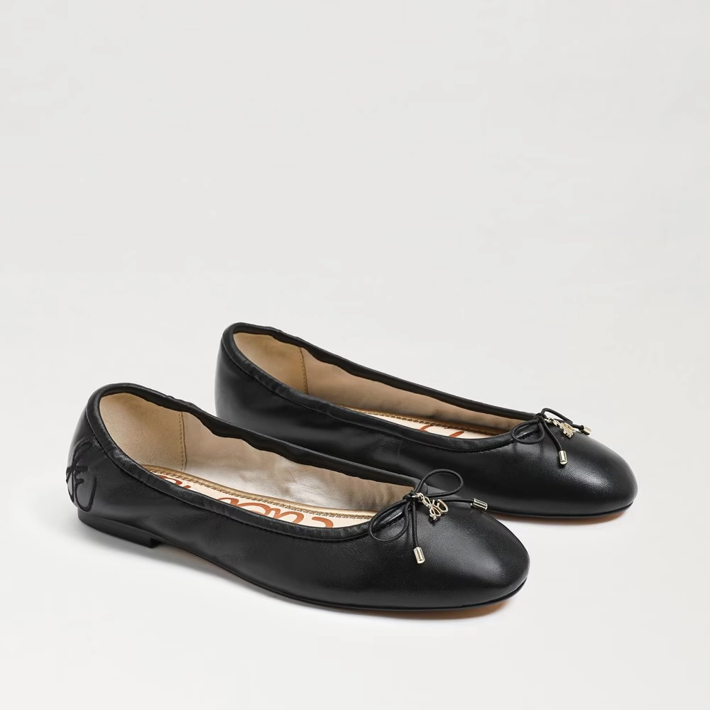 Subtle design Sam Edelman Felicia Ballet Flat Girls Size 13 Black Leather Slip on Shoes ZPO673 (Black,13)