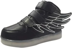 Santimon Kids Boys Girls 7 Colors LED Lights Luminous Sports Shoes Sneaker Athletic Wings Trainers High-top Shoes