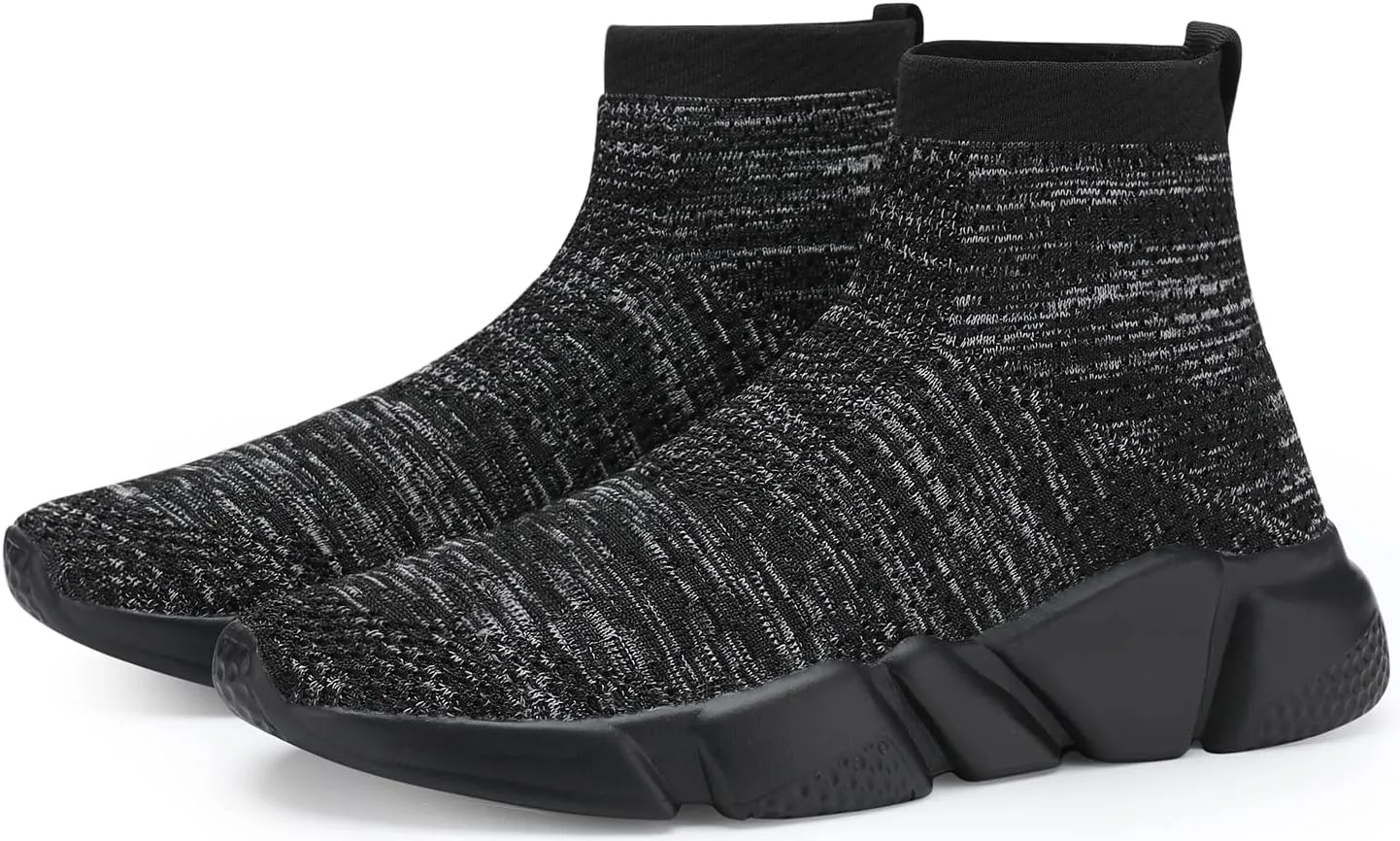 Santiro Walking Shoes for Men Lightweight High Top Sneakers Breathable Knit Athletic Running Shoes Fashion Gym Sports Shoes