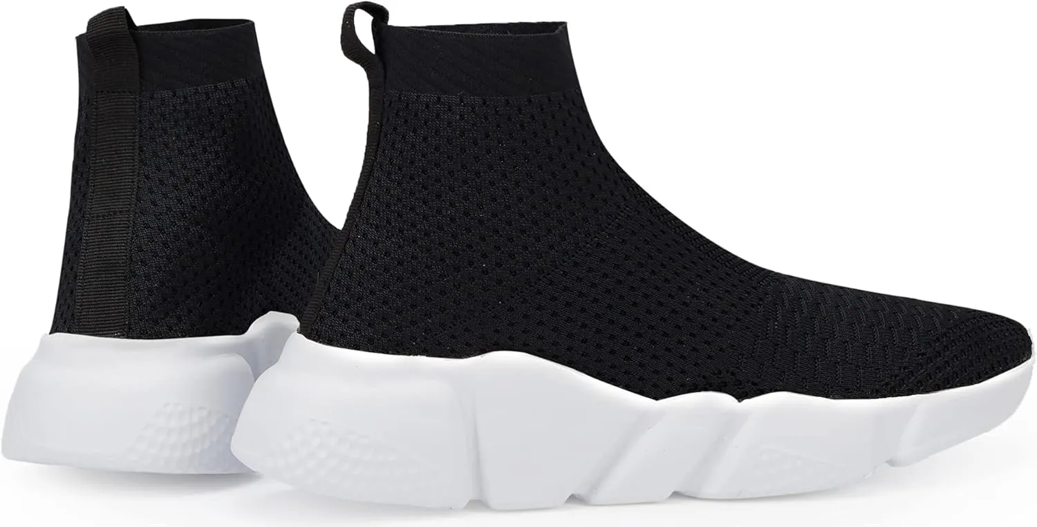 Santiro Walking Shoes for Men Lightweight High Top Sneakers Breathable Knit Athletic Running Shoes Fashion Gym Sports Shoes