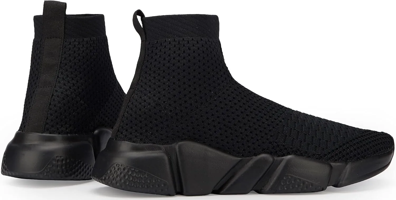 Santiro Walking Shoes for Men Lightweight High Top Sneakers Breathable Knit Athletic Running Shoes Fashion Gym Sports Shoes