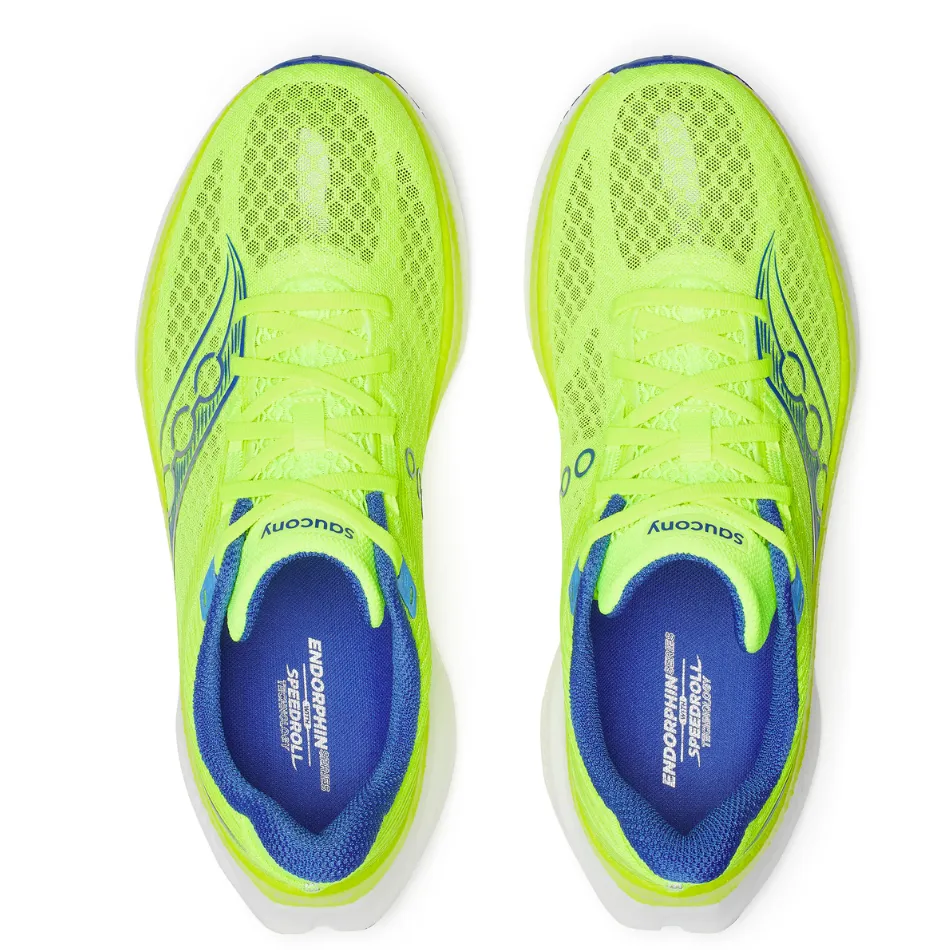 Calm Texture Saucony Men's Endorphin Speed 5 Running Shoes in Citron/Lapis - Online Exclusive