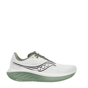 Saucony Men's Ride 18 Running Shoes in White/Olivine SS25 Double Stitched Seams Classic Look
