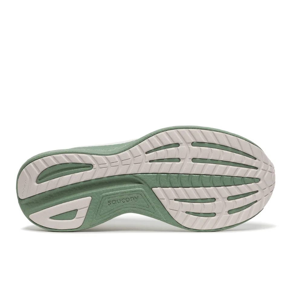 Energy Returning Technology Saucony Men's Ride 18 Running Shoes in White/Olivine SS25