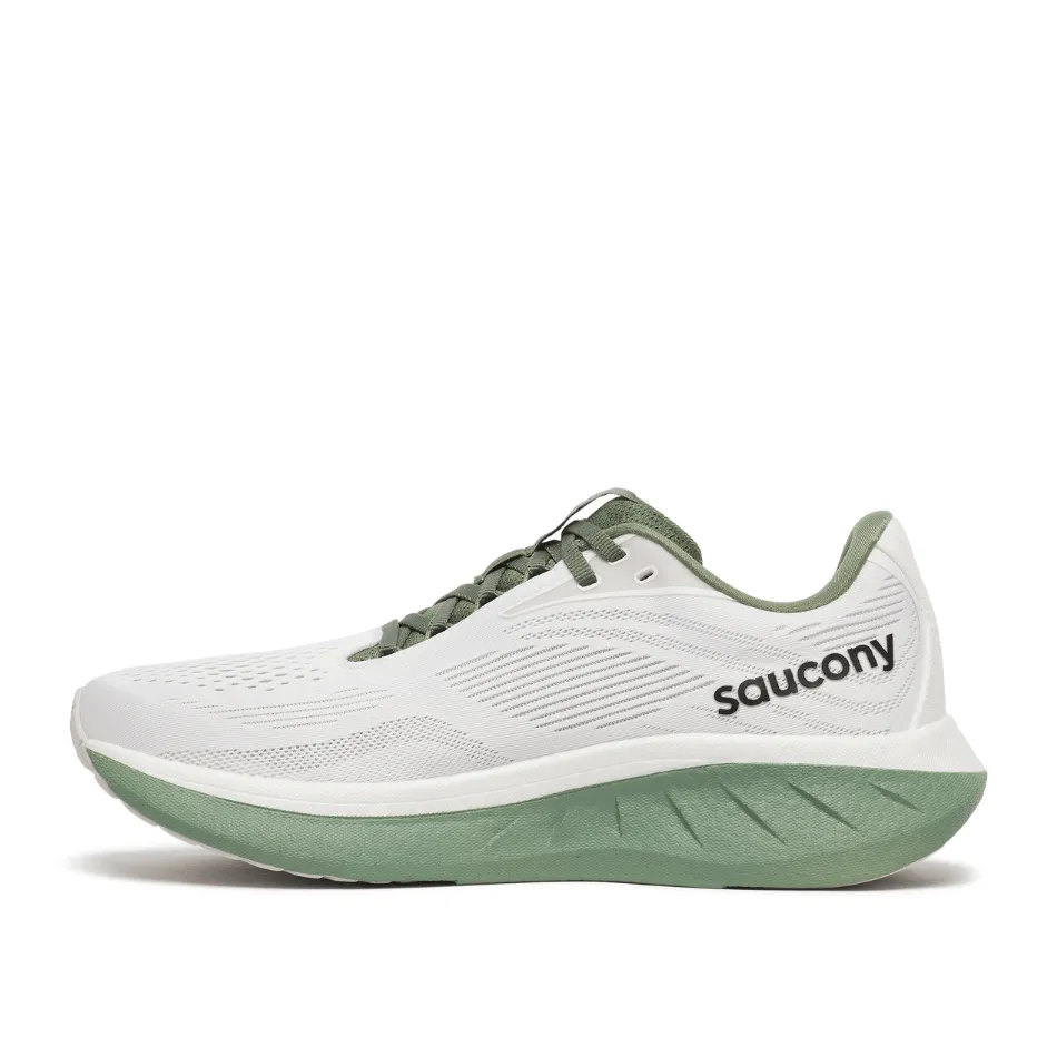 Everyday Travel Saucony Men's Ride 18 Running Shoes in White/Olivine SS25