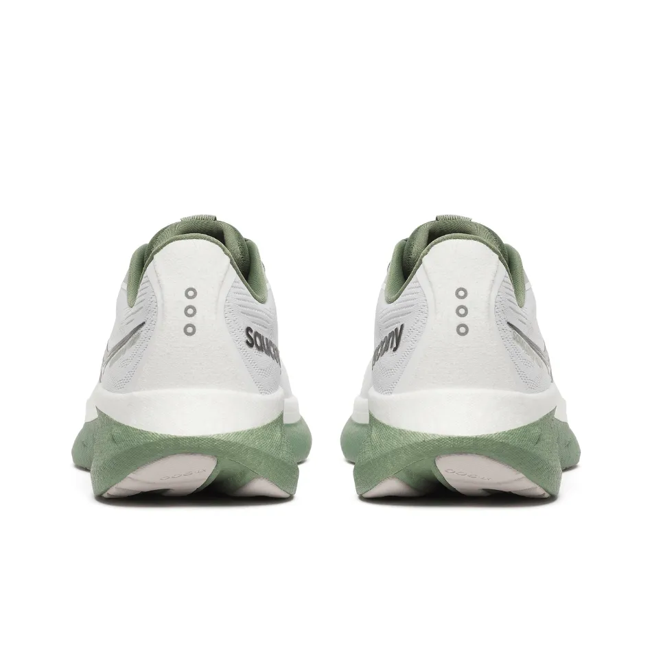 Thermal Insulation Layer Eco Friendly Construction Saucony Men's Ride 18 Running Shoes in White/Olivine SS25