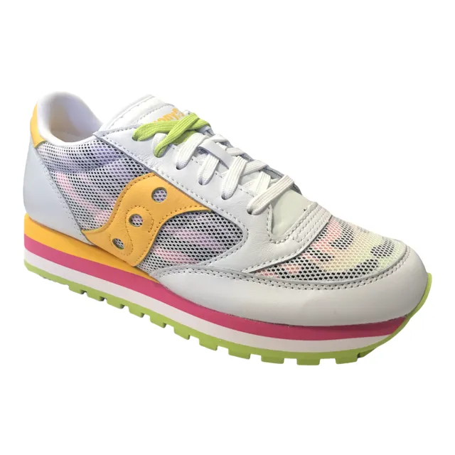 running in duathlons shoes running with a slip - on design Saucony Original Jazz Triple sneakers da donna S60640-1 white-yellow