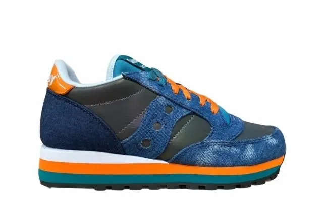 Bounce Technology competitive running shoe function Saucony Original scarpa sneakers da donna Jazz Triple S60567-2 denim blu-arancio