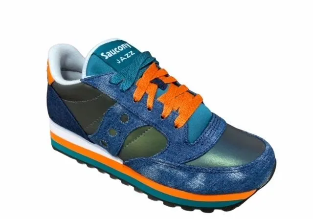 geometric - design shoes Saucony Original scarpa sneakers da donna Jazz Triple S60567-2 denim blu-arancio