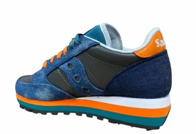 long - term use shoe durability Lightweight EVA Foam Saucony Original scarpa sneakers da donna Jazz Triple S60567-2 denim blu-arancio