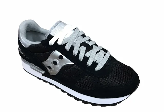 Saucony Original scarpa sneakers da donna Shadow S1108-671 nero-argento Non Slip Outsole Molded TPU Stabilizer