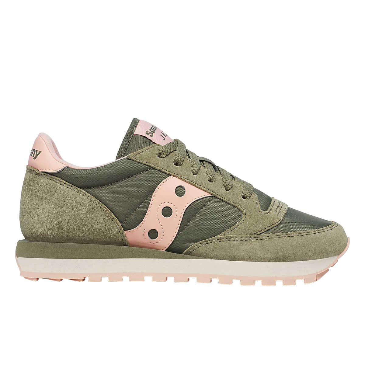 toe - hugging casual runner running gear Saucony Originals Jazz Donna: Sneakers Comfort e Stile Oliva-Pesca