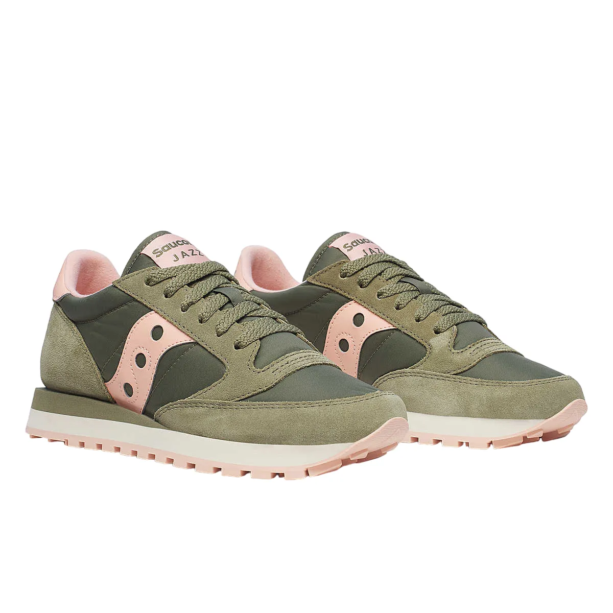 running on a treadmill shoes anaerobic exercise shoes Saucony Originals Jazz Donna: Sneakers Comfort e Stile Oliva-Pesca