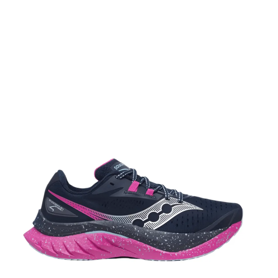Saucony Women's Endorphin Speed 4 Running Shoes in Navy/Fuchsia SS25 Quiet Walk Dynamic Style