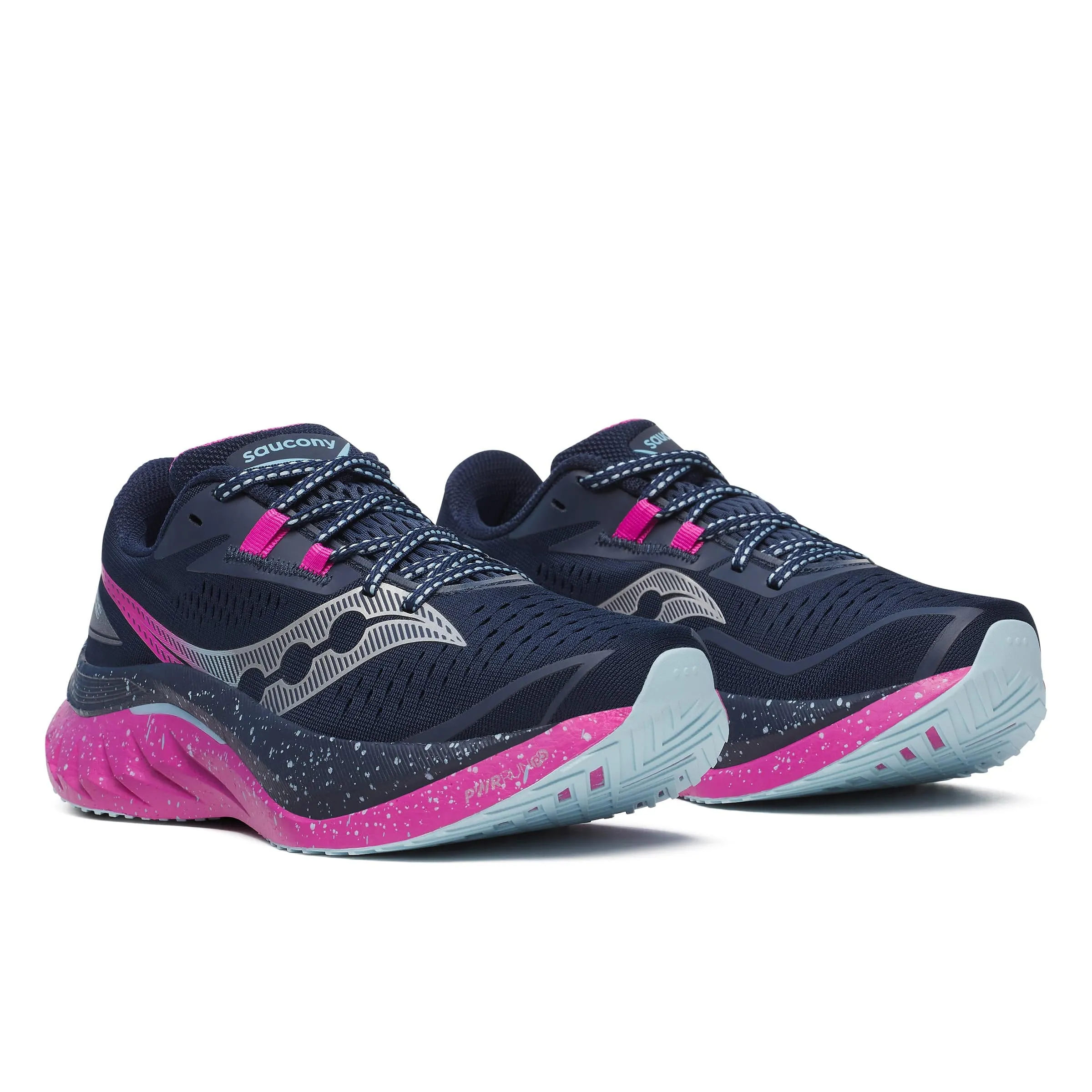 Perforated Upper Design Saucony Women's Endorphin Speed 4 Running Shoes in Navy/Fuchsia SS25