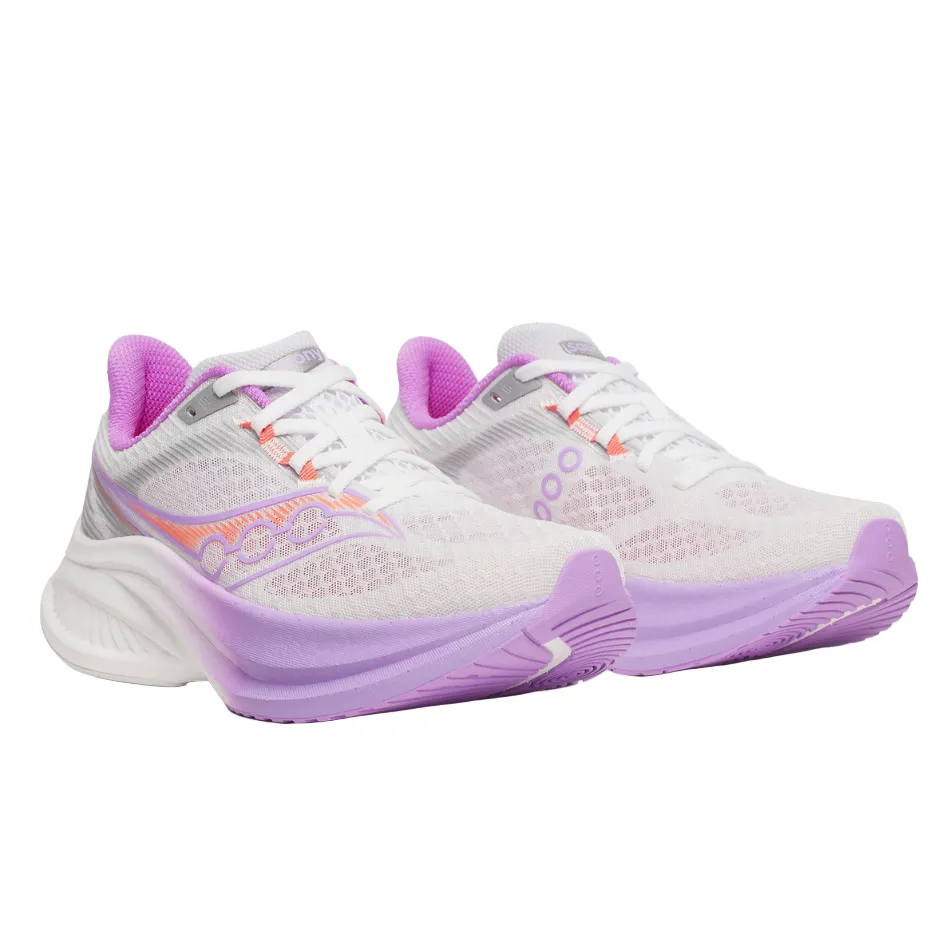 Hypoallergenic Liner Shallow Footprint Saucony Women's Endorphin Speed 5 Running Shoes in White/Crocus - Online Exclusive
