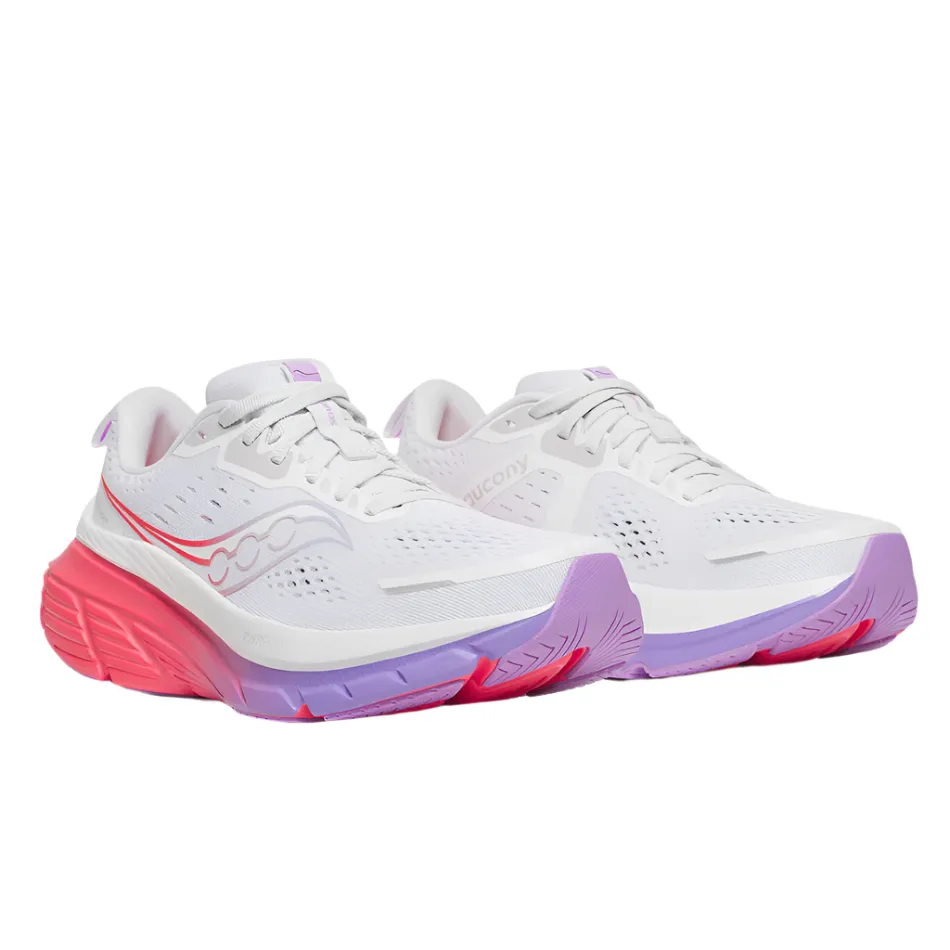 Saucony Women's Guide 18 Running Shoes in White/Crocus - Online Exclusive Sleek Silhouette