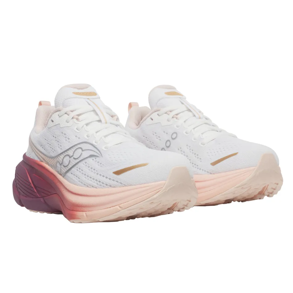 Strong Cushion Style Play Saucony Women's Hurricane 25 Running Shoes in White/Cameo - Online Exclusive