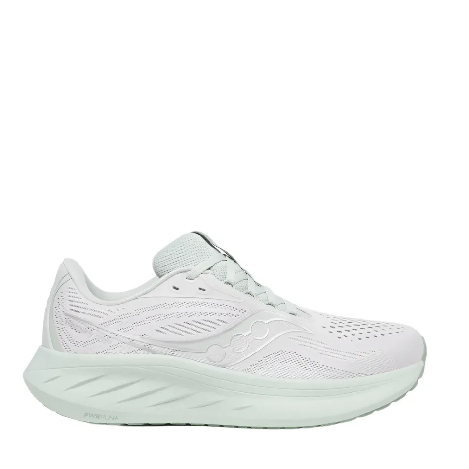 Saucony Women's Ride 18 Running Shoes in Fog/Mist AW25 Chic Wear Style Play