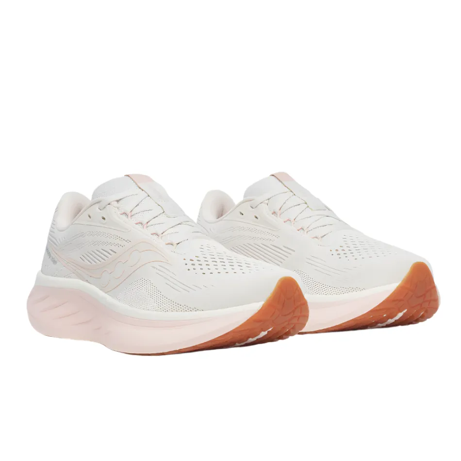 Saucony Women's Ride 18 Running Shoes in Quartz/Peony - Online Exclusive Cool Fit