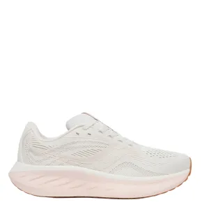 Saucony Women's Ride 18 Running Shoes in Quartz/Peony - Online Exclusive Low Impact Tapered Heel Cup