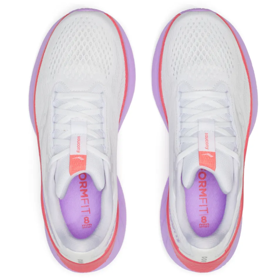 Saucony Women's Ride 18 Running Shoes in White/Coral - Online Exclusive Quick Run Multi-functional durability