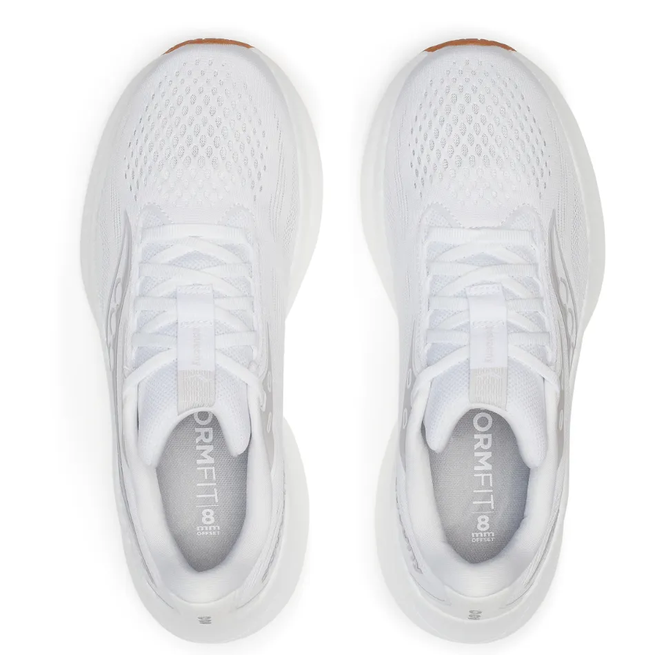 Running Pace Saucony Women's Ride 18 Running Shoes in White/Gum - Online Exculsive